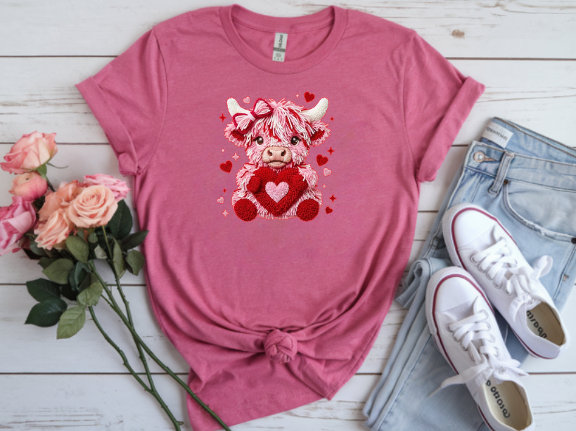 Valentine Highland Cow T-shirt