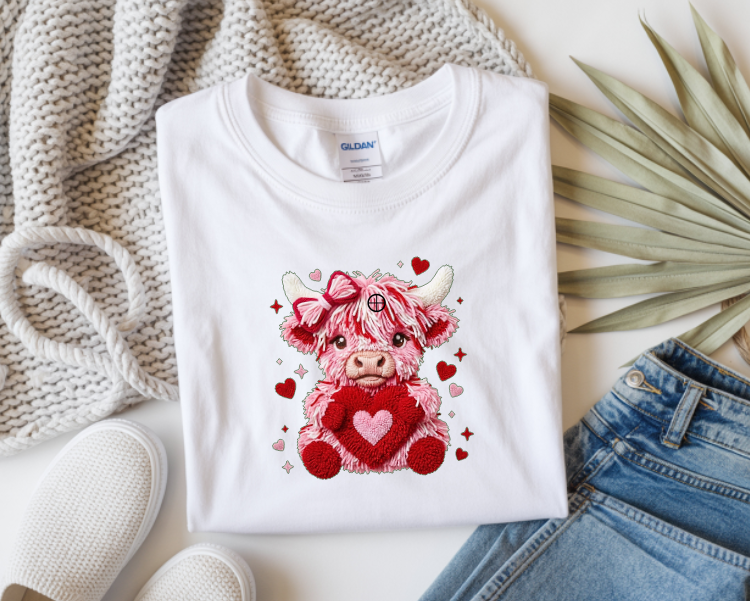 Valentine Highland Cow T-shirt